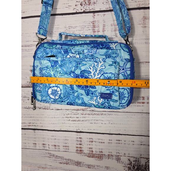 LUG Scoop 2 Blue Ocean Print Quilted Crossbody Organizer Bag Adjustable Strap - Picture 5 of 7